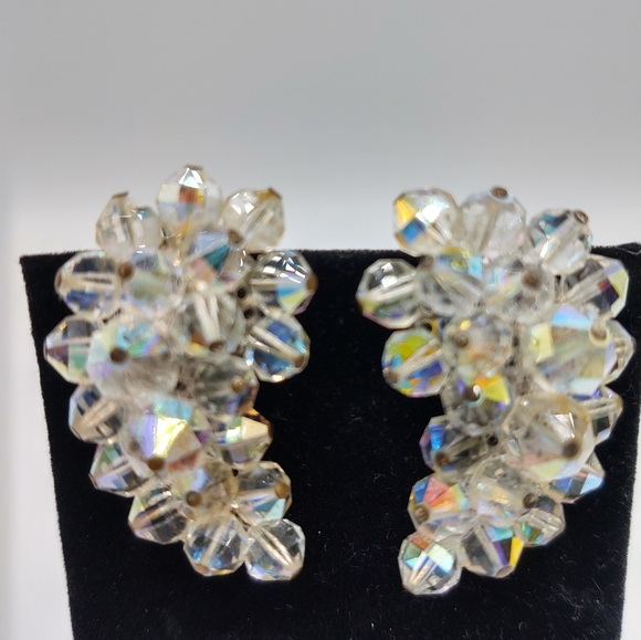 Vintage Clip Crystal Earrings Langua Napier Patent Pending - Picture 7 of 8